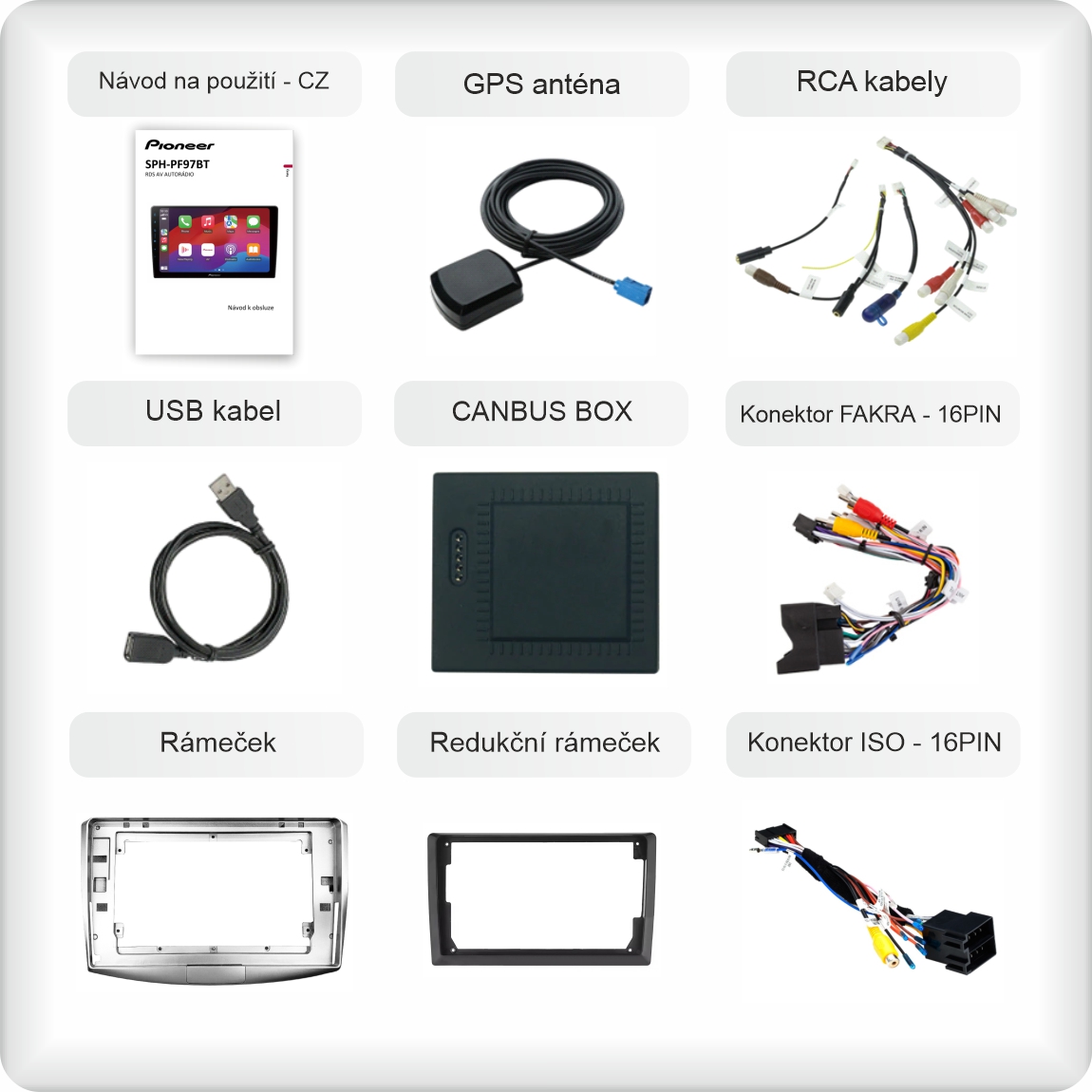 CZ příslušenství pro autorádio Pioneer SPH - PF97BT pro volkswagen passat b6, b7 carplay a android auto evtech_cz